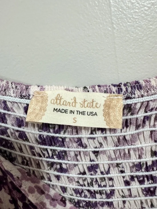 Altar'd State Purple Floral Puff-Sleeve Mini Dress Woman’s Size Small - Picture 4 of 5